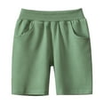 thumbnail image 1 of WERYOUNG Boys Girls Athletic Shorts Summer Casual Solid Color Elastic Waist Baggy Shorts With Pockets Newborn Breathable Sports Shorts,Light Green,1-2 Years, 1 of 3