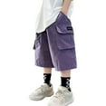 thumbnail image 1 of WERYOUNG Boys Girls Cargo Shorts Summer Casual Elastic Waist Baggy Stretch Straight Wide Leg Shorts With Pockets Kids Soft Dungarees Shorts,,5-6 Years, 1 of 6