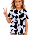 thumbnail image 1 of WERYOUNG Boys Girls Cow Print Shirt Crewneck Short Sleeve Graphic Tees Cute Casual Summer Vacation T Shirts For Kids Back To School Soft Top 2-3 Years, 1 of 6