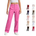 thumbnail image 1 of WERYOUNG Boys Girls School Uniform Pants Elastic Waist Solid Color Straight Leg Trousers Kids Comfortable Back To School Pants 11-12 Years, 1 of 6