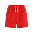 thumbnail image 1 of WERYOUNG Boys Girls Shorts Summer Casual Solid Color Elastic Waist Drawstring Shorts With Pockets Newborn Breathable Sports Shorts,Red,4-5 Years, 1 of 8
