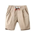 thumbnail image 1 of WERYOUNG Boys Girls Shorts Summer Loose Fit Casual Solid Color Elastic Waist Drawstring Shorts With Pockets Kids Soft Sports Shorts,Khaki,2-3 Years, 1 of 4