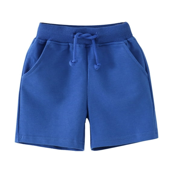 WERYOUNG Boys Girls Sports Shorts Summer Fashion Solid Color Elastic Waist Drawstring Shorts With Pockets Kids Classic Holiday Beach Shorts,Dark Blue,1-2 Years