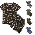 thumbnail image 1 of WERYOUNG Boys Girls Summer Outfits Short Sleeve Solid Color T Shirts And Camouflagess Shorts Two Piece Sets Weekend Activities Versatile Clothes Sets 3-4 Years, 1 of 6