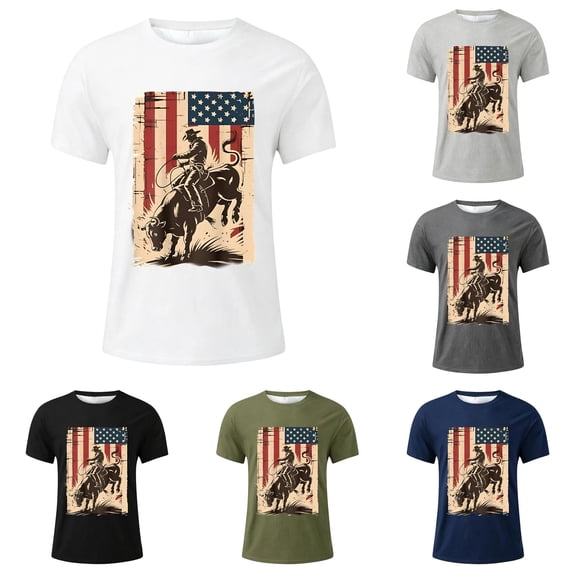 WERYOUNG Boys Graphic Tees With Cowboy Print Fashionable Short Sleeve Crewneck T Shirts For Children Youth Back To School Comfortable Top 12-13 Years