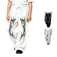 thumbnail image 1 of WERYOUNG Boys Pants Elastic Drawstring Waist Wide Leg Trousers Toddler Kids Breathable Back To School Pants 4-5 Years, 1 of 5