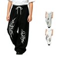 thumbnail image 1 of WERYOUNG Boys Pants Elastic Drawstring Waist Wide Leg Trousers Toddler Kids Loose Fit Back To School Pants 4-5 Years, 1 of 5