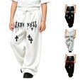 thumbnail image 1 of WERYOUNG Boys Pants Elastic Drawstring Waist Wide Leg Trousers Toddler Kids Soft Back To School Pants 4-5 Years, 1 of 5