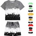 thumbnail image 1 of WERYOUNG Boys Summer Outfits Short Sleeve Patchwork T Shirts And Shorts Casual Everyday Wear Two Piece Sets Outdoor Activities Comfortable Clothing Sets 2-3 Years, 1 of 4