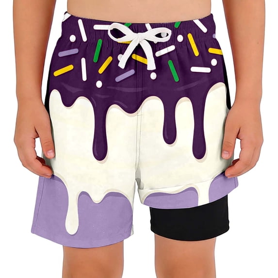 WERYOUNG Boys Swim Trunks With Compression Liner Ice Printed ...