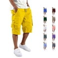 thumbnail image 1 of WERYOUNG Cargo Shorts For Men Solid Color Elastic Waist Casual Summer Athletic Shorts With Pockets For Outdoor Sports Versatile Bottoms L, 1 of 7