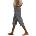 thumbnail image 1 of WERYOUNG Casual Capri Pants For Women Solid Color Elastic Waist Summer Trousers Home Lounging Comfortable Slacks, 1 of 5