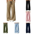 thumbnail image 1 of WERYOUNG Casual Loose Wide Leg Pants For Women Lightweight Long Trousers With Pockets Everyday Comfort Palazzo Pants For Women Breathable Bottom L, 1 of 6