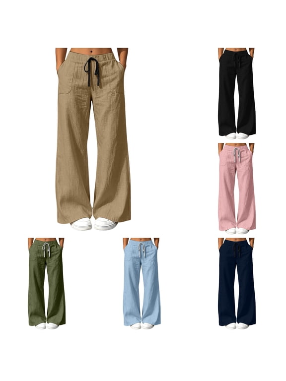 Casual Loose Wide Leg Pants For Women Lightweight Long Trousers With Pockets Everyday Comfort Palazzo Pants For Women Comfortable Bottom XL