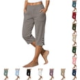 thumbnail image 1 of WERYOUNG Casual Summer Straight Leg Capri Pants For Women With Pockets Loose Beach Trousers For Daily Wear Breathable Bottom XXXL, 1 of 5