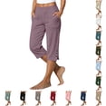 thumbnail image 1 of WERYOUNG Casual Summer Straight Leg Capri Pants For Women With Pockets Loose Beach Trousers For Daily Wear Stylish Bottoms XS, 1 of 4