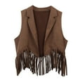 thumbnail image 1 of WERYOUNG Child Boys Girls Retro Cowboy Cow Girl Outfits Open Front Fringe Vest Party Dress Up Tassel Fringe Waist Coat Tops Soft, 1 of 8