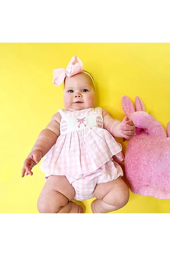 Child Easter Outfits Baby Girl Romper Dress My First Easter Fly Sleeve Smocked Dress Cute Baby Summer Clothes For Newborn