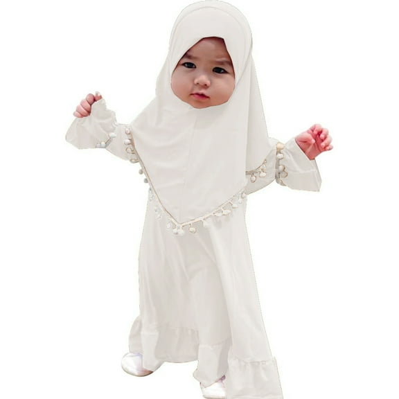 WERYOUNG Child Girl Dress With Hijab For Baby Girls Prayer Dress Clothes Long Sleeve Stylish