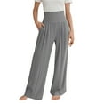 thumbnail image 1 of WERYOUNG Child Girls Linen Palazzo Pants Summer Boho Wide Leg High Waist Casual Pant 2025 Beach Travel Vacation Trousers Cozy, 1 of 5