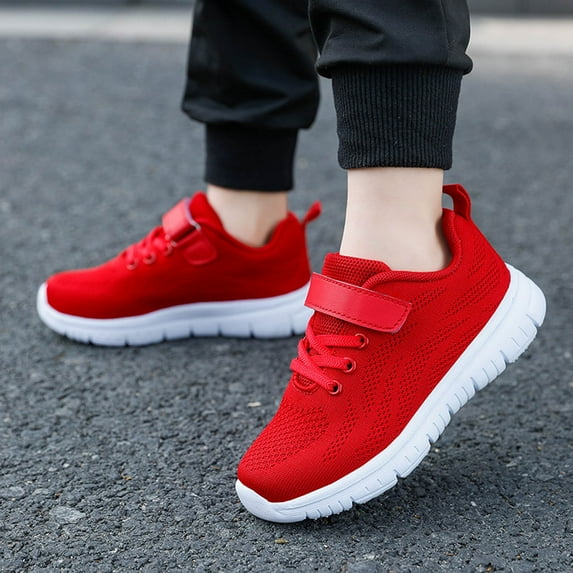 WERYOUNG Child Sneakers Fashion Flat Lightweight Non- Lace Up For Boys Girls Solid Color Mesh Breathable Running Shoes, 5-5.5 Years