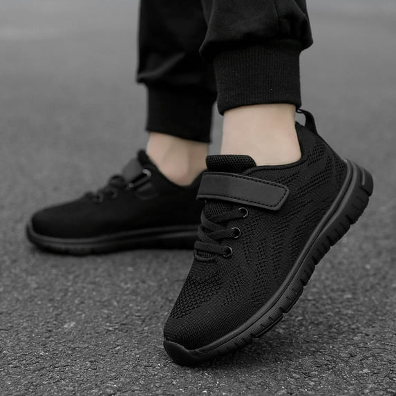 WERYOUNG Child Sneakers Fashion Flat Lightweight Non- Lace Up For Boys Girls Solid Color Mesh Breathable Running Shoes, 8-9 Years