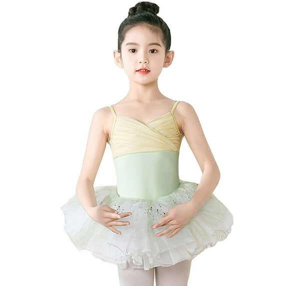 WERYOUNG Child Spaghetti Glitter Dance Ballet Tutu Leotard Ballerina Outfit For Girls Toddler Comfort