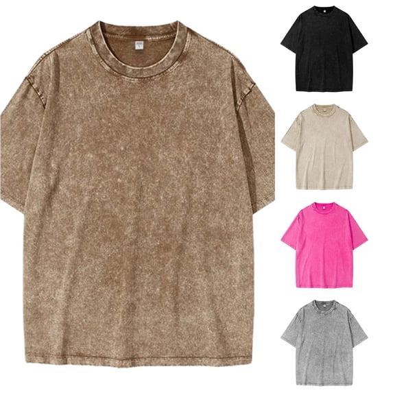 WERYOUNG Distressed Washed Style Basic Crewneck T Shirt For Boys Casual Short Sleeve Everyday Wear Tees Soft Tops 6-8 Years