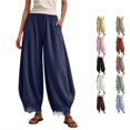 thumbnail image 1 of WERYOUNG Elegant Knit Lace Pants For Women With Elastic Waist And Curved Front Slits Wide Leg Trousers Palazzo Pants For Women Versatile Bottom S, 1 of 6
