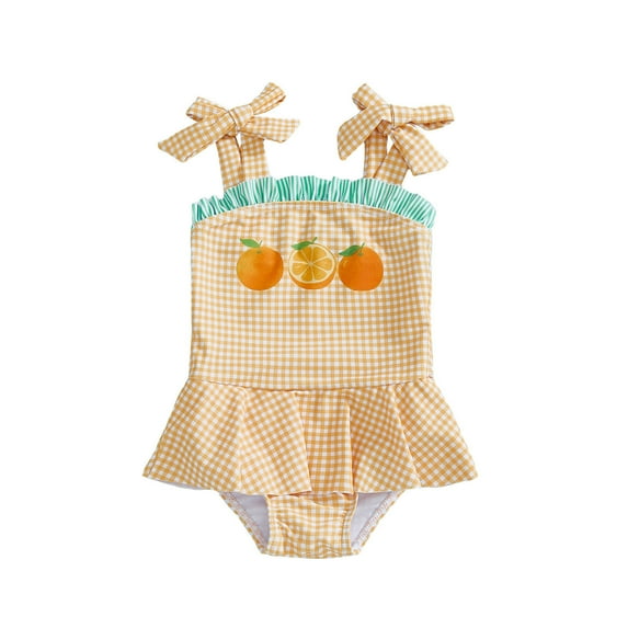 WERYOUNG Girl's One-Piece Swimsuits Cherry Printed Sleeveless Square Collar Suspender Swimwear Beach Pool Party Comfortable Cozy Beachwear