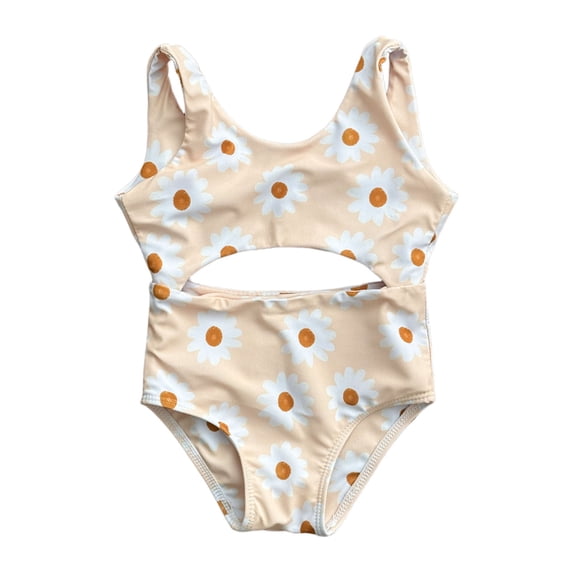 WERYOUNG Girl's One-Piece Swimsuits Sleeveless Scoop Neck Floral Printed Kids Elegant Swimwear Holiday Vacation Beach Stylish Comfortable Baby Swim Wear