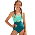 thumbnail image 1 of WERYOUNG Girl's One-Piece Swimsuits Solid Color Sleeveless Scoop Neck Kids Hollow Out Swimwear With Removable Padded Swimming Lessons Comfortable Cozy Children Beachwear, 1 of 4