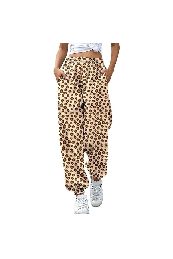 Girl's Pants Elastic Waist Leopard Print Kids Everyday Wear Fashionable Joggers Trousers Holiday Celebration Versatile Soft Children Slacks