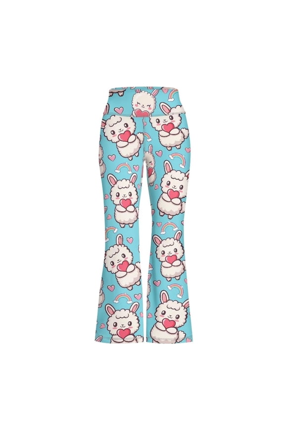 Girl's Pants High Waisted Cute Cat Printed Trousers Kids Casual Wear Loose Fit Yoga Pant Party Night Stylish Breathable Trouser