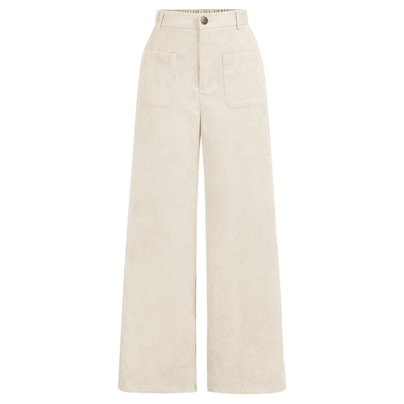 WERYOUNG Girl's Pants Solid Color Elastic Waist Corduroy Formal Trousers Kids Comfort Fit Straight Leg Dress Pant With Pockets Home Lounging Stylish Breathable Trouser