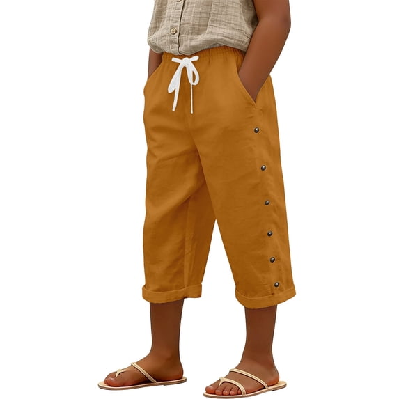 WERYOUNG Girl's Pants Solid Color Elastic Waist Kids Casual Wear Loose Fit Straight Leg Trousers With Side Snap Button Holiday Vacation Cozy Breathable Children Pant