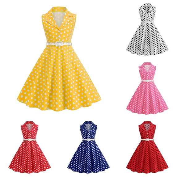 WERYOUNG Girl's Polka Dot Dresses For Stage Performances Sleeveless Dress With Full Skirt For Party And Dance Versatile Sundresses 4-5 Years