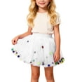 thumbnail image 1 of WERYOUNG Girl's Skirts Carnival Elastic Waist Mesh Layered Kids Elegant Tutu Skirt With Colorful Pom Poms Evening Party Soft Breathable Skirts, 1 of 4