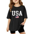 thumbnail image 1 of WERYOUNG Girl's T-Shirts Children Kids Short Sleeve Letter T Shirts Kids Summer Oversized Casual Crewneck Basic Tees Party Night Versatile Top, 1 of 6