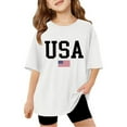 thumbnail image 1 of WERYOUNG Girl's T-Shirts Children Kids Short Sleeve Letter T Shirts Kids Summer Oversized Casual Crewneck Basic Tees Party Night Versatile Top, 1 of 6