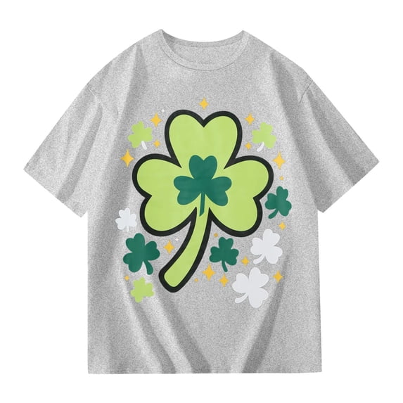 WERYOUNG Girl's T-Shirts St Patrick's Day Short Sleeve Crewneck Leaf Printed Kids Fashionable T Shirts Everyday Wear Comfort Fit Tee Shirts Outdoor Activities Versatile Cozy Children Tops