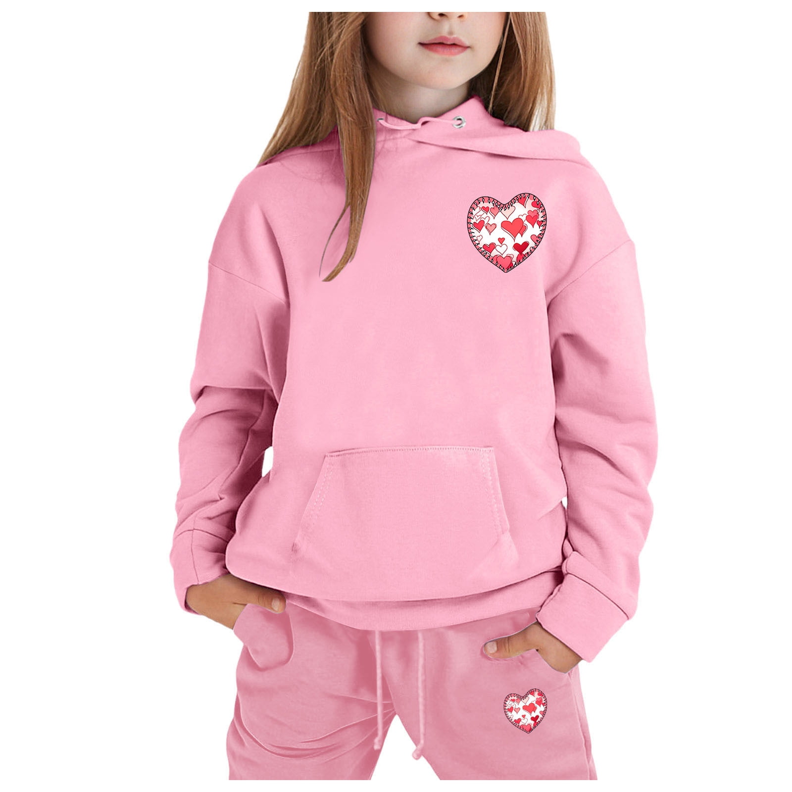 WERYOUNG Girls Baseball Sweatshirt Tops Pants Outfits Sets Child 2PCS Set Kids Solid Color Long Sleeved Hoodie And Sweatpants Outwear, 10-11 Years