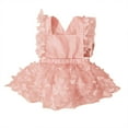 thumbnail image 1 of WERYOUNG Girls Bodysuits Summer Mesh Fly Sleeve Cartoon Butterfly Appliques Dress Bodysuits Girls Stylish Party Photoshoots Onesie,Pink,3-6 Months, 1 of 4