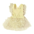 thumbnail image 1 of WERYOUNG Girls Bodysuits Summer Mesh Fly Sleeve Cartoon Butterfly Appliques Dress Bodysuits Girls Stylish Party Photoshoots Onesie,Yellow,3-6 Months, 1 of 3