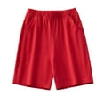 thumbnail image 1 of WERYOUNG Girls Boys Athletic Shorts Spring Summer Casual Solid Color Elastic Waist Basketball Knee-Length Shorts Kids Stylish Sports Bottom,Red,18-24 Months, 1 of 5