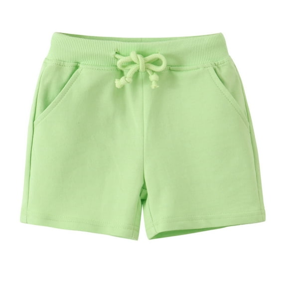 WERYOUNG Girls Boys Athletic Shorts Summer Solid Color Stretch Elastic Waist Drawstring Bike Basketball Shorts Beach Casual Knee-Length Shorts Girls Breathable Sweat Bottom,Green,18-24 Months