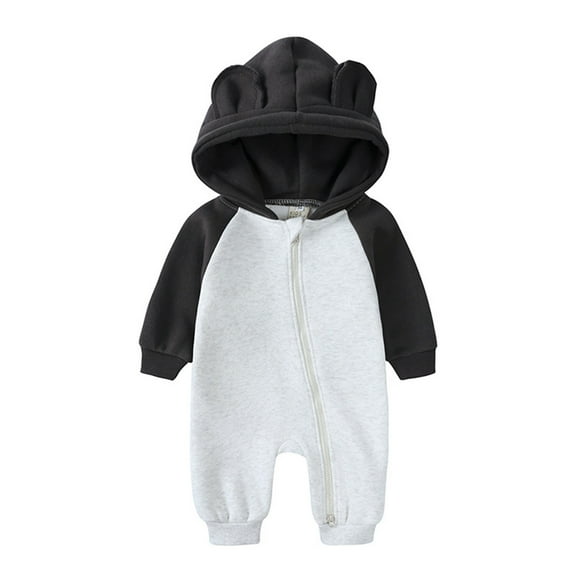 WERYOUNG Girls Boys Bodysuits Fashion Long Sleeve Patchwork Zipper Jumpsuits Comfort Onesieï¼Blackï¼3-6 Months