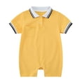thumbnail image 1 of WERYOUNG Girls Boys Bodysuits Lovely Turndown Collar Short Sleeve Solid Color Pullover Rompers Versatile Onesieï¼Yellowï¼18-24 Months, 1 of 3