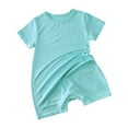 thumbnail image 1 of WERYOUNG Girls Boys Bodysuits Spring Summer Short Sleeve Solid Color Sleep And Play Rompers Baby Cozy Onesie，Green，6-12 Months, 1 of 8