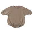thumbnail image 1 of WERYOUNG Girls Boys Bodysuits Spring Summer Unisex Fashion Solid Color Round Neck Long Sleeve Bodysuit Girls Stylish Daily Wear Homewear Onesie,Brown,9-12 Months, 1 of 2